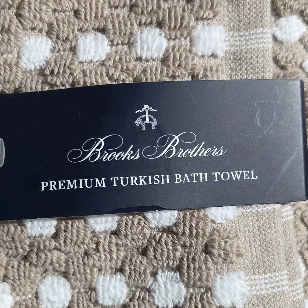 Brooks Brothers 4pc Turkish Cotton Towel Set Tan & White Raised Dots 2Bath 2Hand